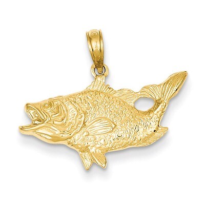 Open Mouthed Bass Fish Pendant 14k Gold K3044, MPN: K3044, 637218012480