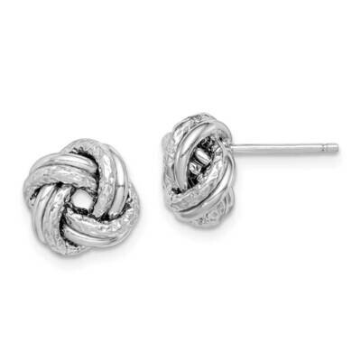 Polished &amp; Textured Love Knot Post Earrings Sterling Silver Rhodium-plated QE15412, MPN: QE15412, 8…