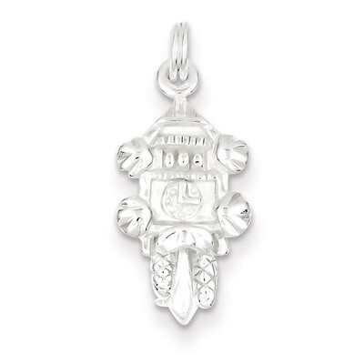 Sterling Silver Polished Cuckoo Clock Charm QC7082
