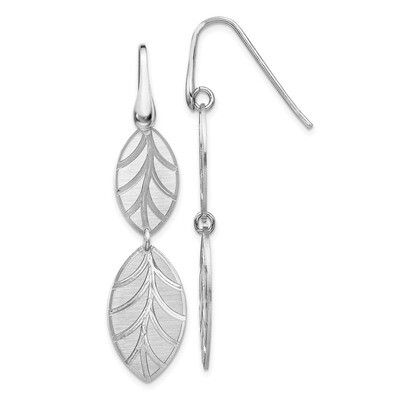 Leslie&#39;s Brushed Polished Leaf Dangle Earrings Sterling Silver Rhodium-plated HB-QLE1260, MPN: QLE1…