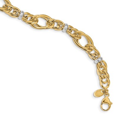 Leslie&#39;s Fancy Link Bracelet 7.5 Inch 14k Two-tone Gold Polished HB-LF1150-7.5, MPN: LF1150-7.5, 19…