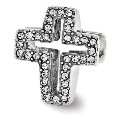 Swarovski Pave Open Cross Bead - Sterling Silver QRS3417, MPN: QRS3417, 886774964539