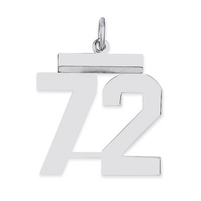 Pendant Number 72 Polished Sterling Silver Medium QMS72, MPN: QMS72, 191101278440