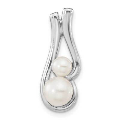 Polished Fwc Pearl Chain Slide 22 Inch Sterling Silver Rhodium-Plated QP5600, MPN: QP5600,