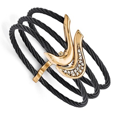 Edward Mirell Black Titanium &amp; Bronze White Sapphire Cable Flex Cuff Bangle EMB132-6 by Edward Mire…