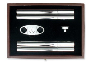 Cigar Case and Flask Gift Set Stainless Steel GP2796