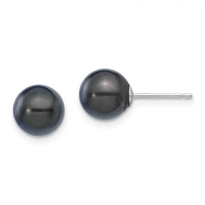 7-8mm Round Black Saltwater Akoya Earrings 14k White Gold XFW329E, MPN: XFW329E, 191101800160