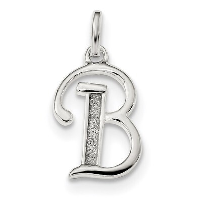 Glitter Enamel Letter B Pendant Sterling Silver Polished QC9181B, MPN: QC9181B, 883957822624