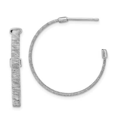 Leslie&#39;s Textured Hoop Earrings Sterling Silver Rhodium-plated Diamond-cut HB-QLE1307, MPN: QLE1307…
