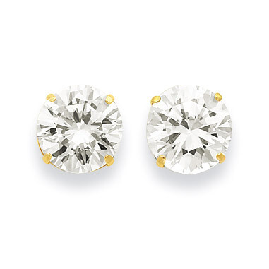 10mm Round Synthetic Diamond Post Earrings 14k Gold XD33CZ, MPN: XD33CZ, 716838209835