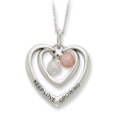 Antiqued CZ Keep Love Growing 18 Inch Necklace Sterling Silver QSX320