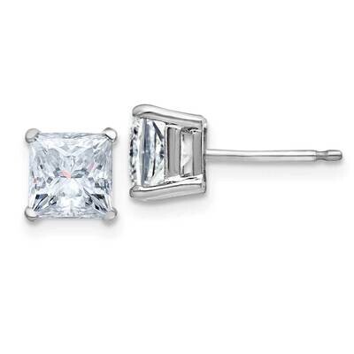 1.50ct. 5.0mm Princess D E F Pure Light Moissanite Earrings 14k White Gold WG364-10MP, MPN: WG364-1…