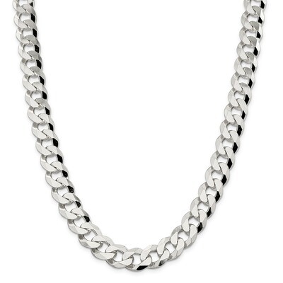 26 Inch 14mm Beveled Curb Chain Sterling Silver QFB350-26, MPN: QFB350-26, 883957902234