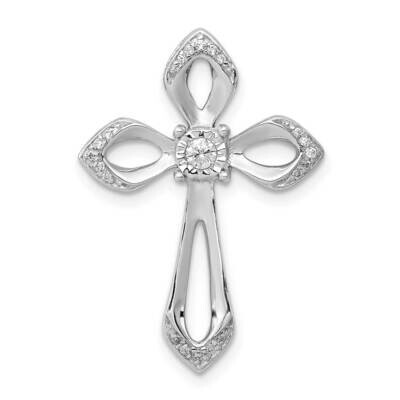 1/8Ct. Diamond Cross Chain Slide 14k White Gold PM5002-013-WA, MPN: PM5002-013-WA, 883957513270