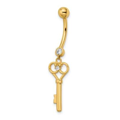 Key Belly Ring 14k Gold CZ Diamond BD209, MPN: BD209, 883957811666