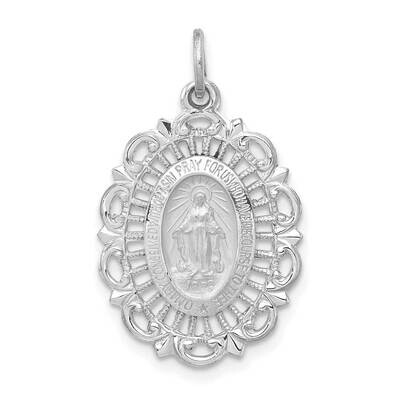Miraculous Medal Solid Charm 14k White Gold XR331W, MPN: XR331W,