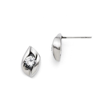 Synthetic Diamond Polished Post Earrings - Stainless Steel SRE719 by Chisel, MPN: SRE719, 883957579…