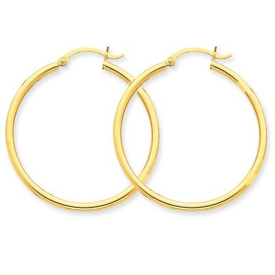 Lightweight Tube Hoop Earrings 14k Gold T913L, MPN: T913L, 883957287393