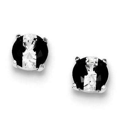 Black and White Colored Diamond 7mm Round Post Earrings Sterling Silver QE9109, MPN: QE9109, 883957…