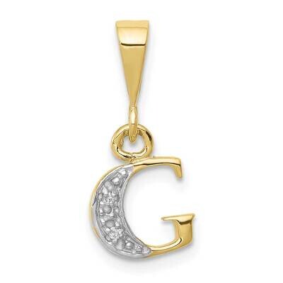 Diamond Initial G Charm 10k Gold and Rhodium 10YC250G, MPN: 10YC250G,