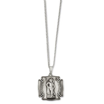 Kelly Waters Saint Florian Medal Necklace 24 Inch Rhodium-plated KW443-24, MPN: KW443-24, 886774644…