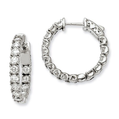 Diamond In and Out Hinged Hoop Earrings Sterling Silver Rhodium-plated QE7962, MPN: QE7962, 8867747…