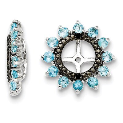 Swiss Blue Topaz &amp; Black Sapphire Earring Jacket Sterling Silver Rhodium QJ108DEC, MPN: QJ108DEC, 1…