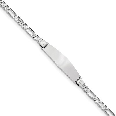 7 Inch Figaro Link Soft Diamond Shape ID Bracelet 14k white Gold FIG110IDCW-7, MPN: FIG110IDCW-7, 8…