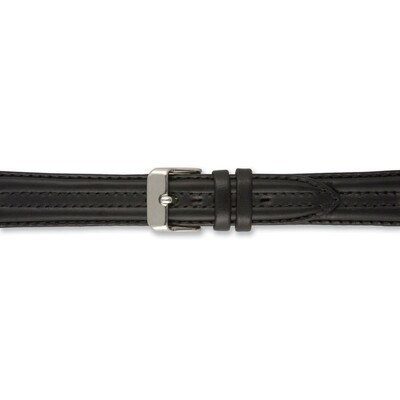 20mm Black Double Pad Oilskin Leather Watch Band  BA340-20, MPN: BA340-20,
