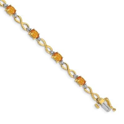 Citrine Diamond Bracelet 14k Gold BM4494-CI-003-YA, MPN: BM4494-CI-003-YA, 643905152407