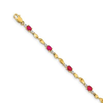 Composite Ruby Oval Bracelet 14k Gold Diamond BM4475-RU-001-YA, MPN: BM4475-RU-001-YA, 883957386225