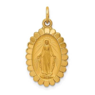 Medium Oval Scalloped Miraculous Medal 14k Gold Solid Polished Satin XR1752, MPN: XR1752, 883957845…