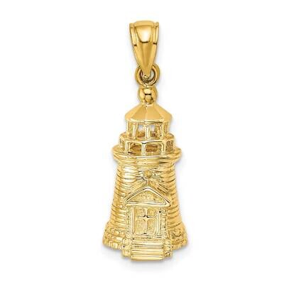 Brant Point Lighthouse Nantucket Harbor Ma Charm 14k Gold 3-D K7842, MPN: K7842, 637218041503