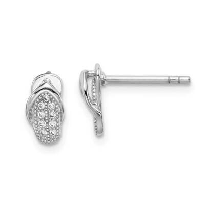 Flipflop Post Earrings Sterling Silver Rhodium-plated CZ Diamond QE14999, MPN: QE14999, 883957951133