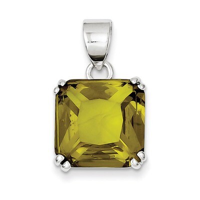 Square Light Green Diamond Pendant Sterling Silver QP1020, MPN: QP1020, 723252597318