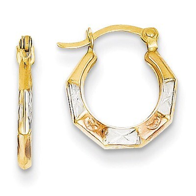 Hoop Earrings 14k Gold &amp; White and Rose Rhodium TL735, MPN: TL735, 886774960876