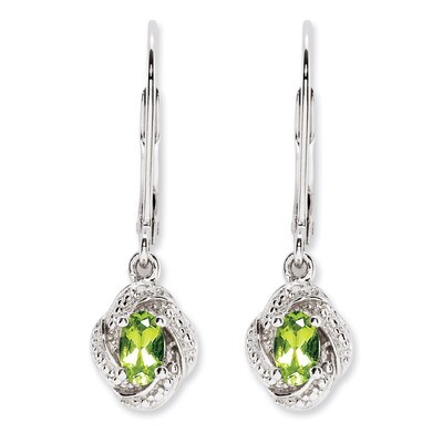 August Peridot Earrings Sterling Silver Diamond QBE12AUG, MPN: QBE12AUG, 886774187549