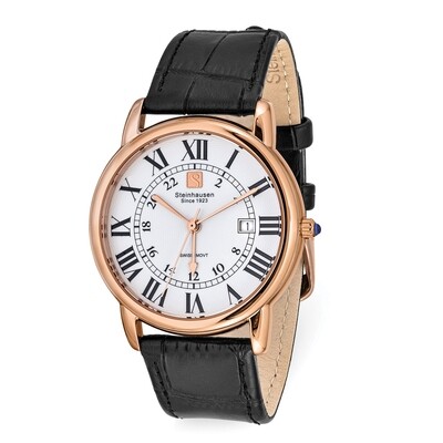 Steinhausen Delemont Rose IP-plated White Dial Black Strap Watch  XWA5821, MPN: XWA5821, 8496890266…