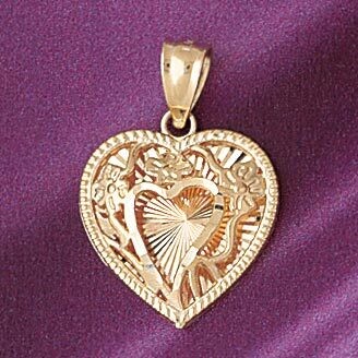 Dazzlers Jewelry Heart Pendant Necklace Charm Bracelet in Yellow, White or Rose Gold 7160, MPN: DZ-…