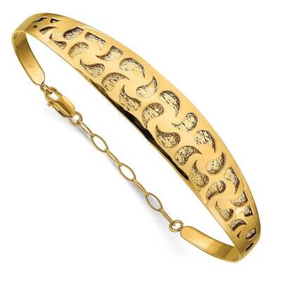 Leslie&#39;s Diamond-cut with Safety Chain Bangle 14k Gold Polished HB-LF1410, MPN: LF1410, 191101978890