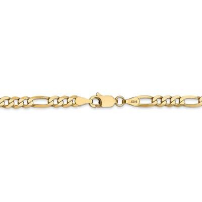 28 Inch 4mm Flat Figaro Chain 14k Yellow Gold FFL100-28, MPN: FFL100-28, 191101979804