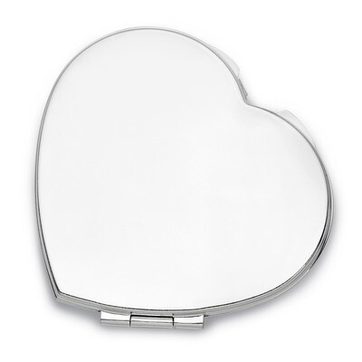 Heart Shaped Compact Mirror Silver-tone GM16825, MPN: GM16825, 788089031138