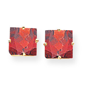 8mm Princess Cut Garnet Earrings 14k Gold XE64GA, MPN: XE64GA, 883957094762