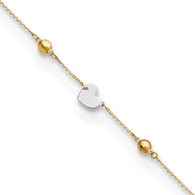 Heart 9 Inch Plus 1 Inch Extender Anklet 14k Two-Tone Gold ANK311-9, MPN: ANK311-9, 883957811529