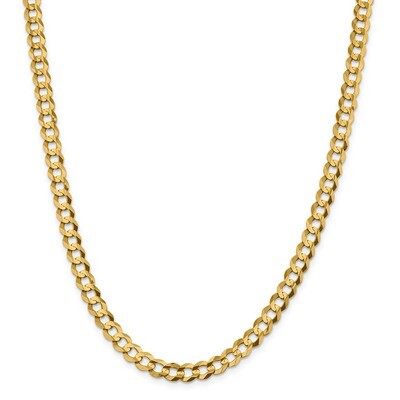 18 Inch 7.2mm Solid Polished Light Flat Cuban Chain 14k Gold LCB180-18, MPN: LCB180-18, 883957114088