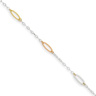Oval Link Bracelet 7.5 Inch 14k Tri-Color Gold FB1371-7.5, MPN: FB1371-7.5, 883957487786
