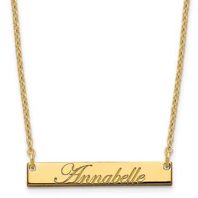 Small Polished Edwardian Script Bar Necklace Gold-plated Sterling Silver XNA1214GP, MPN: XNA1214GP,