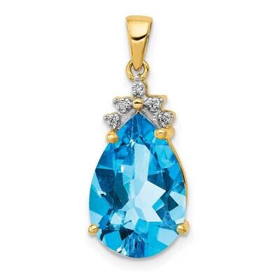 Pear Blue Topaz &amp; Diamond Pendant 14k Gold PM5247-BT-002-YA, MPN: PM5247-BT-002-YA, 883957420929