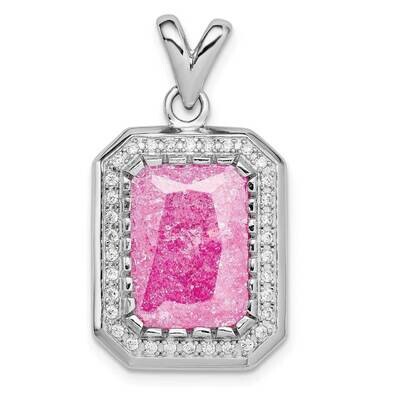 12x14 Pink Ice CZ Diamond Pendant Sterling Silver Rhodium-plated QP5188, MPN: QP5188, 883957847160