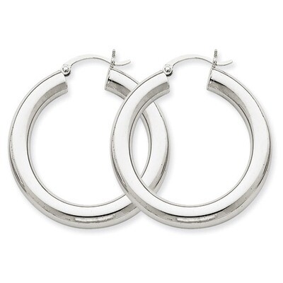 Polished 5mm Lightweight Hoop Earrings 14k White Gold T868L, MPN: T868L, 883957287195
